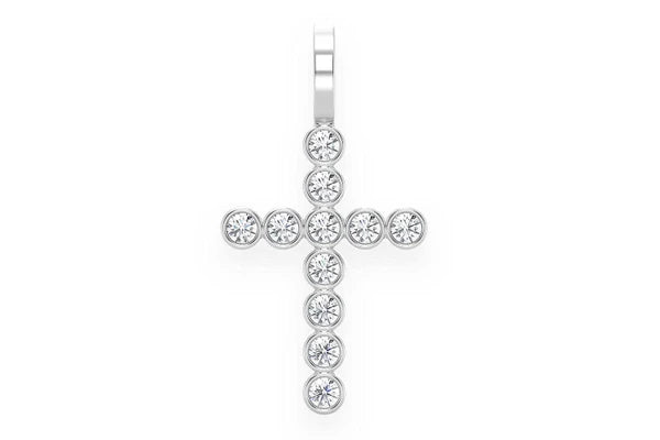 Erkals Jewellers Bezel Cross Pendant 18K Gold Diamond 0.35ctw