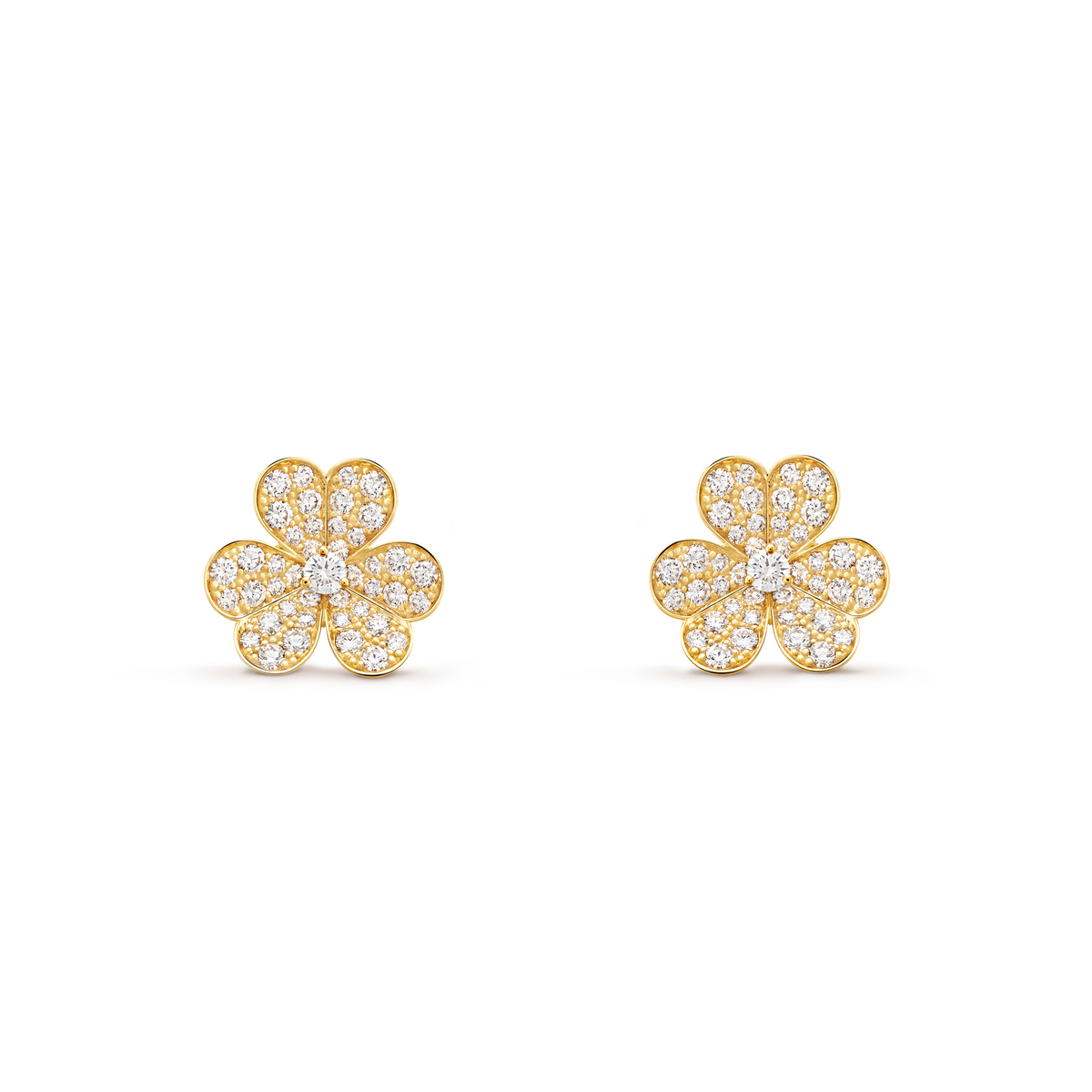 Van Cleef & Arpels Frivole Diamond Small Earrings 18K Yellow Gold
