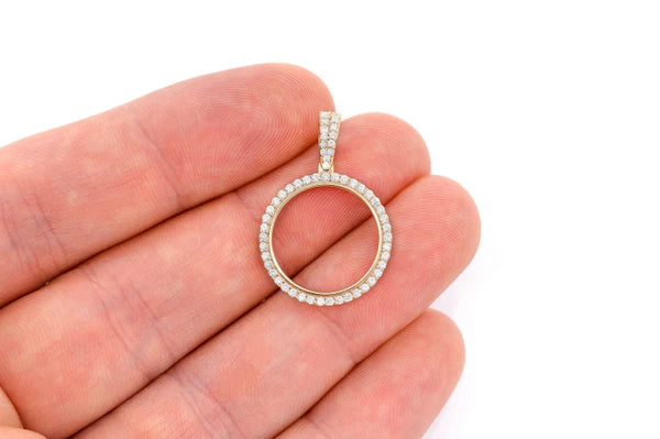 Erkals Jewellers Small Round Picture Memory Pendant 18K Gold Diamond 0.50ctw
