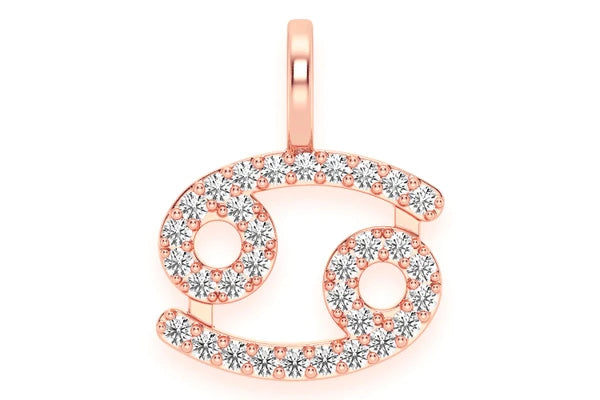 Erkals Jewellers Cancer Zodiac Pendant 18K Gold Diamond 0.10ctw