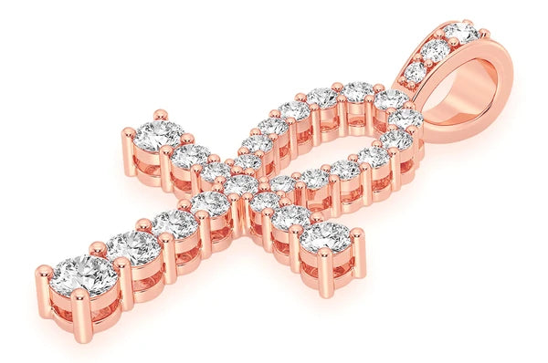 2.25ct Diamond Solitaire Ankh Egyptian Pendant 18K Solid Gold