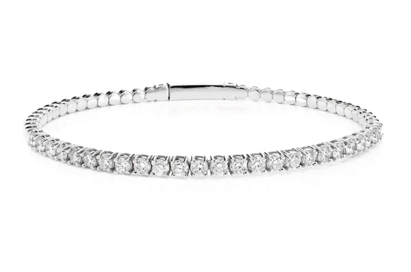 Erkals Jewellers 7pt Prong Set Diamond Flex Tennis Bangle Bracelet 18K Gold 2.00ctw