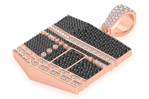 2.60ct Diamond Kaaba Black & White Pendant 18K Solid Gold