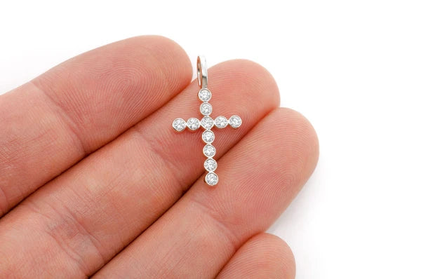 Erkals Jewellers Bezel Cross Pendant 18K Gold Diamond 0.35ctw