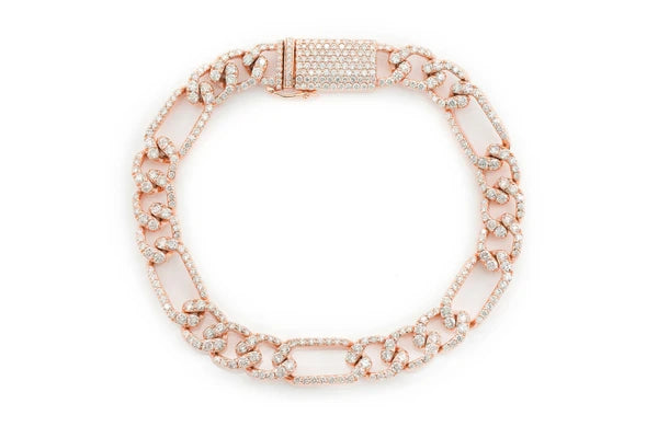 Erkals Jewellers 6mm Figaro Link Diamond Bracelet 18K Gold 3.50ctw