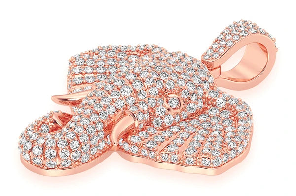 2.33ct Diamond Elephant Pendant 18K Solid Gold