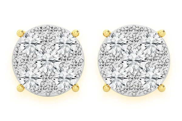 Erkals Jewellers Mosaic Stud Earrings 18K Gold 4.00ctw