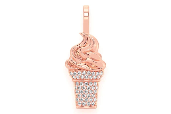 Erkals Jewellers Ice Cream Cone Pendant 18K Gold Diamond 0.15ctw