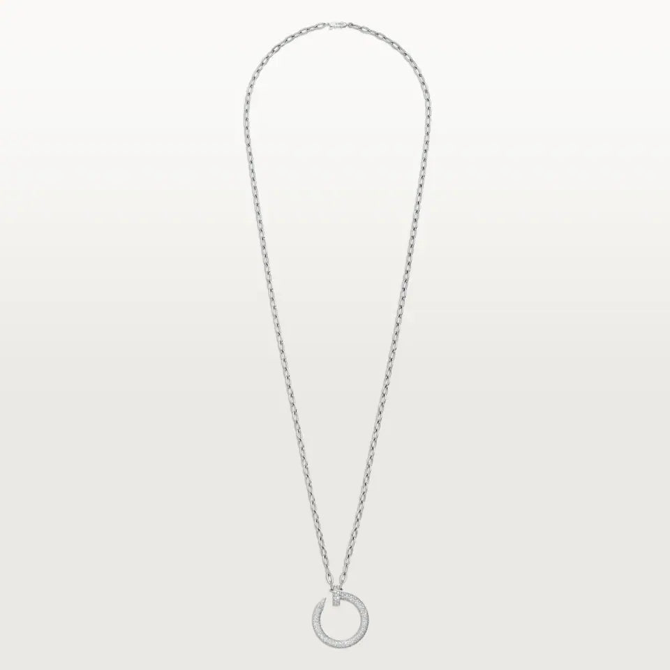 Cartier Juste un Clou Long Necklace Transformable Extra-Large Model Paved Diamonds 18K White Gold