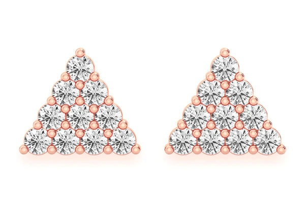 Erkals Jewellers Triangle Stacked Stud Earrings 18K Gold 0.15ctw