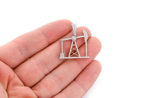 0.90ct Diamond Oil Rig Pendant 18K Solid Gold