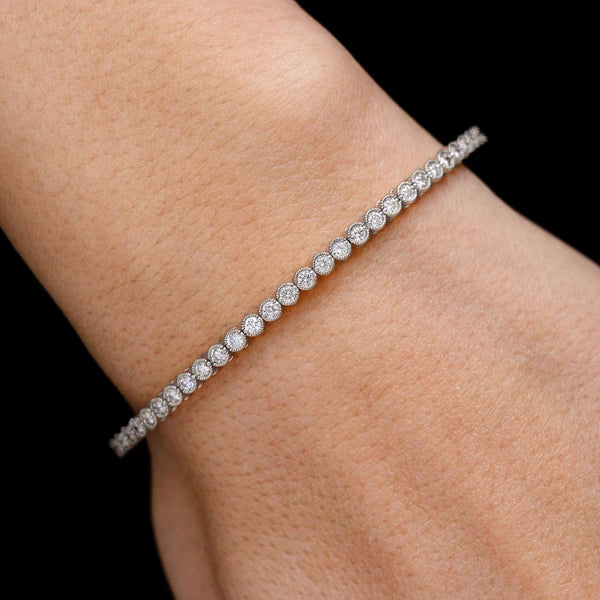 Erkals Jewellers Milgrain Flex Diamond Bangle Bracelet 18K Gold 1.00ctw