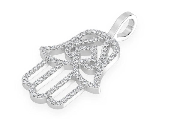 1.00ct Diamond Hasma Silhouette Pendant 18K Solid Gold