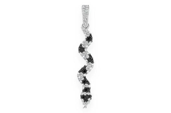 Pendentif diamant serpent noir et blanc 0,60 ct en or massif 14 carats