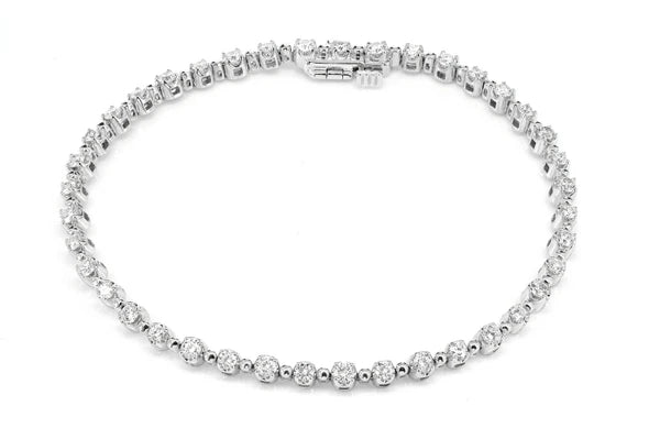 Erkals Jewellers Beaded Crown Link Diamond Bracelet 18K Gold 1.70ctw