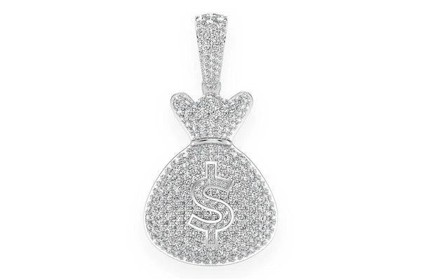 3.33ct Diamond Money Bag Pendant 18K Solid Gold