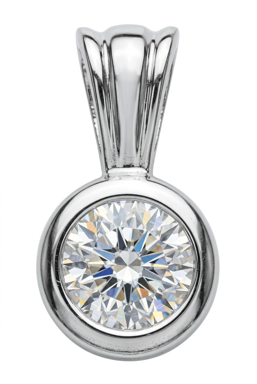 0.15ct Diamond Rub-Over Solitaire Pendant 18ct White Gold