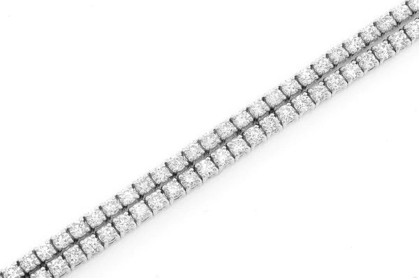 Pulsera de tenis de diamantes de 4,75 quilates con juego de puntas de dos hileras de 3 puntos, oro macizo de 14 quilates