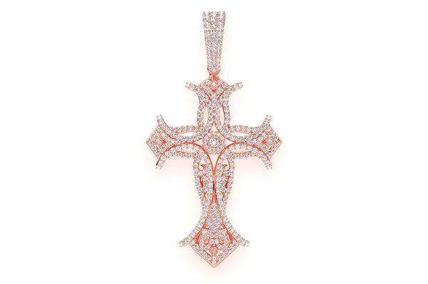 3.00ct Diamond Filigree Bezel Cross Pendant 18K Solid Gold