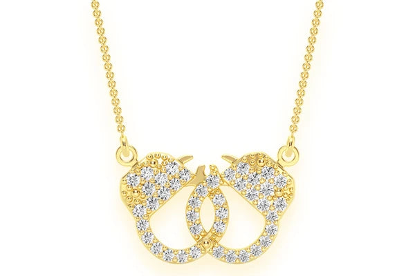 Erkals Jewellers Infinity Handcuffs Pendant Necklace 18K Gold 0.15ctw