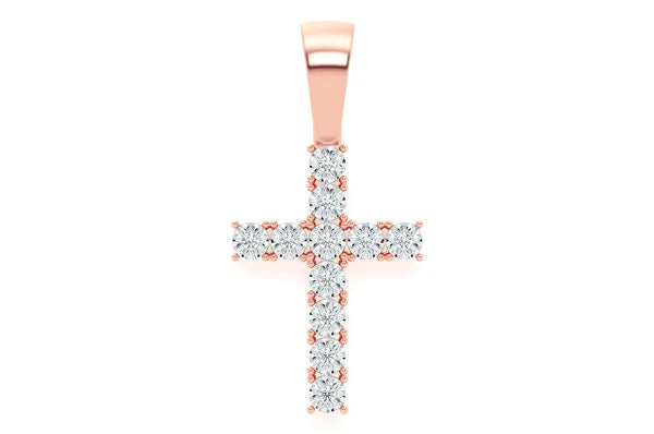 Miracle Set Croix Pendentif Diamant 0,15 ct Or Massif 14 Carats