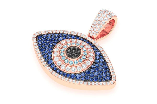 Pendentif diamant Evil Eye 2,20 ct en or massif 14 carats