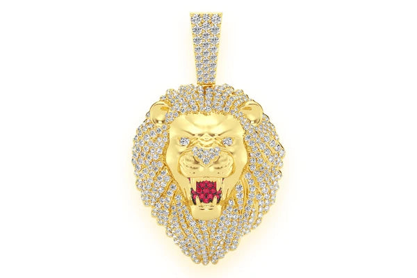 Erkals Jewellers Roaring Lion Head Pendant 18K Gold Diamond 3.20ctw