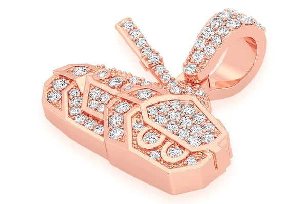 0.40ct Diamond Military Battle Tank Pendant 18K Solid Gold