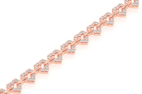 Bracelet en diamant en forme de cœur de 2,35 ct en or massif 14 carats