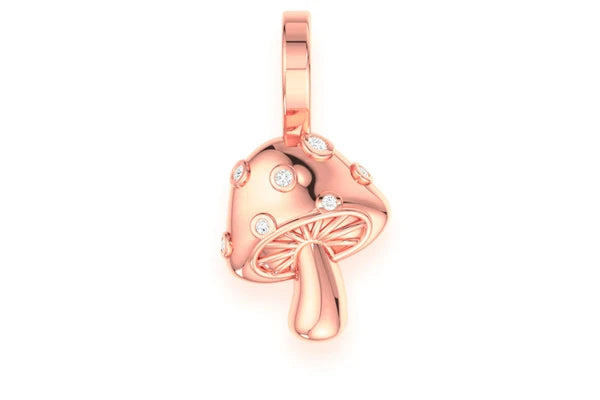 Erkals Jewellers Mushroom Pendant 18K Gold Diamond 0.02ct
