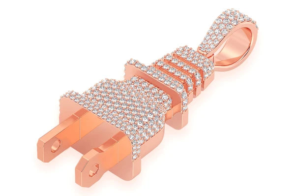 2.15ct Diamond Electric Plug Pendant 18K Solid Gold