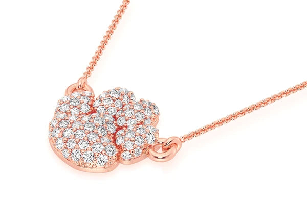 Collier de diamants Dog Paw 0,35 ct connecté en or massif 14 carats