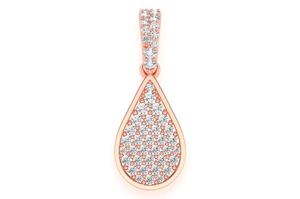 Pendentif goutte d'eau Emoji 0,33 ct diamant en or massif 14 carats