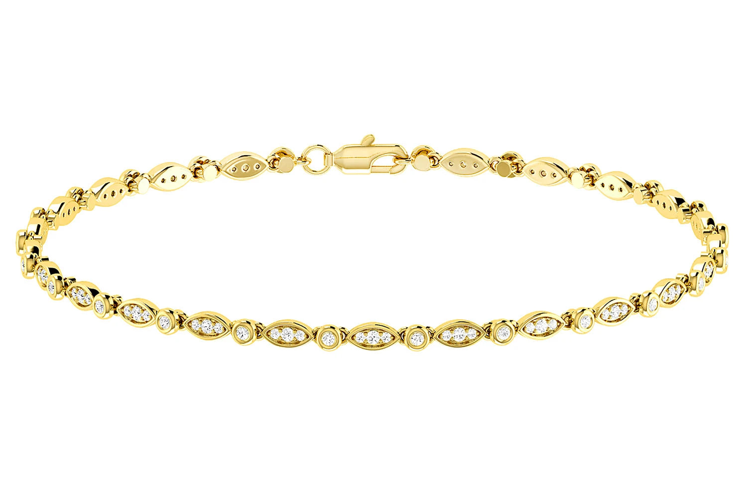 Erkals Jewellers Geometric Bezel Set Link Diamond Bracelet 18K Gold 0.50ctw