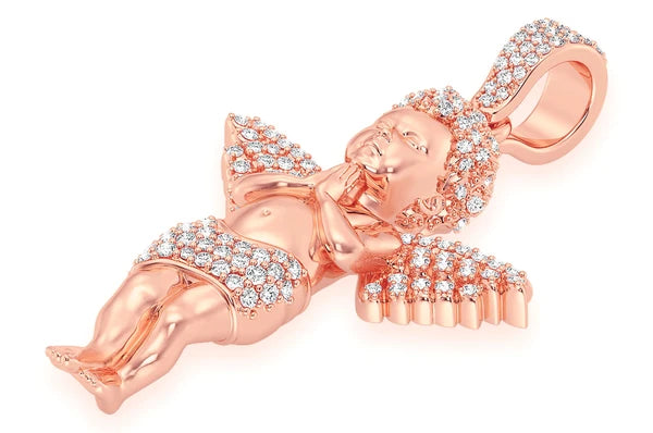 Pendentif diamant ange priant 0,50 ct en or massif 14 carats