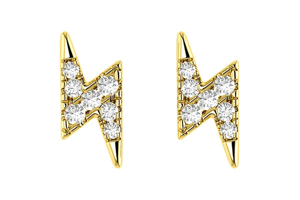 Erkals Jewellers Lightning Bolt Stud Earrings 18K Gold 0.05ctw