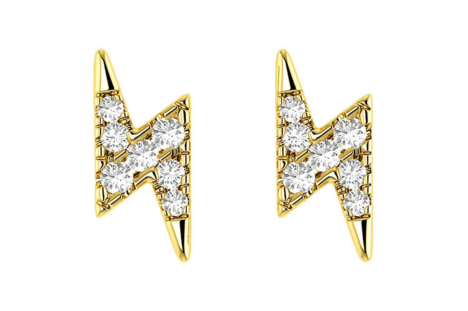 Erkals Jewellers Lightning Bolt Stud Earrings 18K Gold 0.05ctw