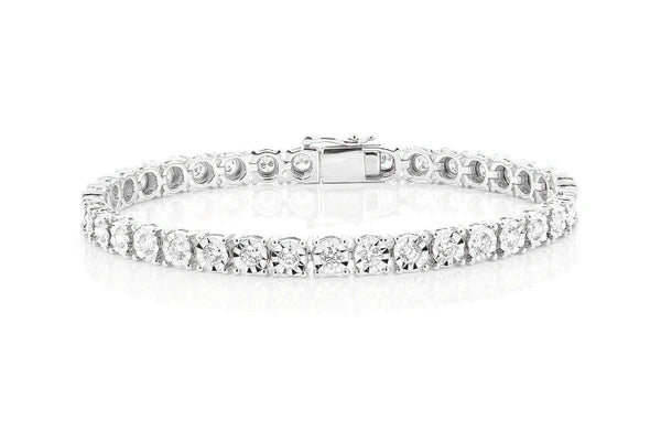 Erkals Jewellers 12pt Miracle Set Diamond Tennis Bracelet 18K Gold 4.15ctw