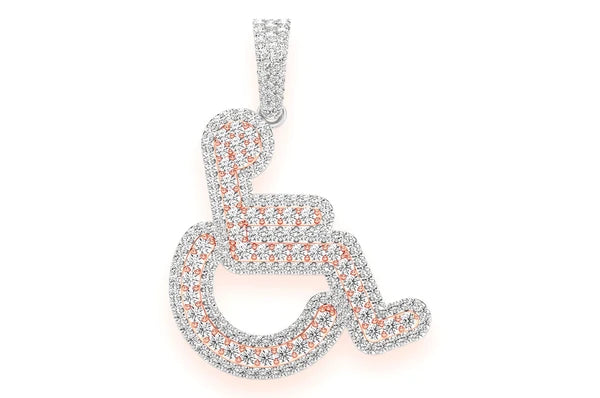 2.65ct Diamond Wheelchair Pendant 18K Solid Gold