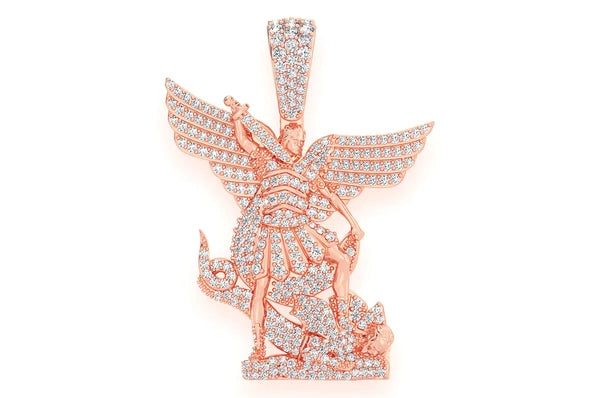 Pendentif diamant Archange Saint Michel 1,50 ct en or massif 14 carats