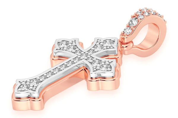 Erkals Jewellers Rounded Cross Pendant 18K Gold Diamond 0.25ctw