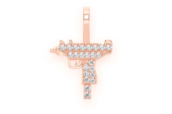 Pendentif diamant Uzi 0,15 ct en or massif 14 carats