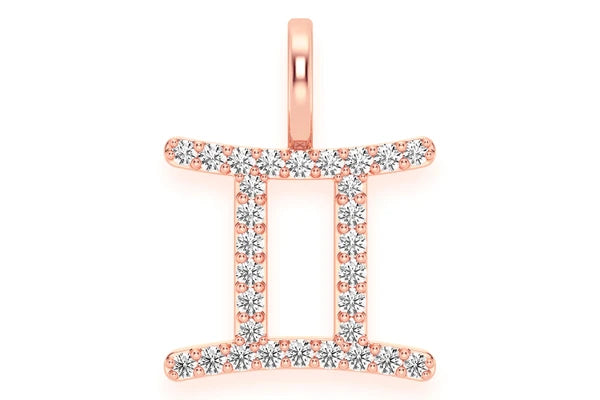 Erkals Jewellers Gemini Zodiac Diamond Pendant 18K Gold 0.10ctw