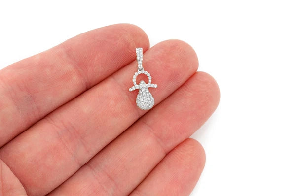 Sucette pour bébé Pendentif diamant 0,50 ct en or massif 14 carats