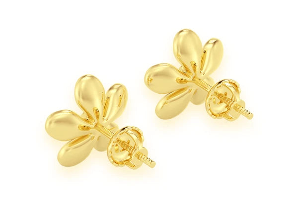 Erkals Jewellers Flower Petal Diamond Stud Earrings 18K Gold 0.02ctw