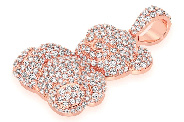 2.65ct Diamond Teddy Bear Pendant 18K Solid Gold