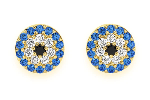Erkals Jewellers Mini Evil Eye Stud Earrings 18K Gold 0.25ctw
