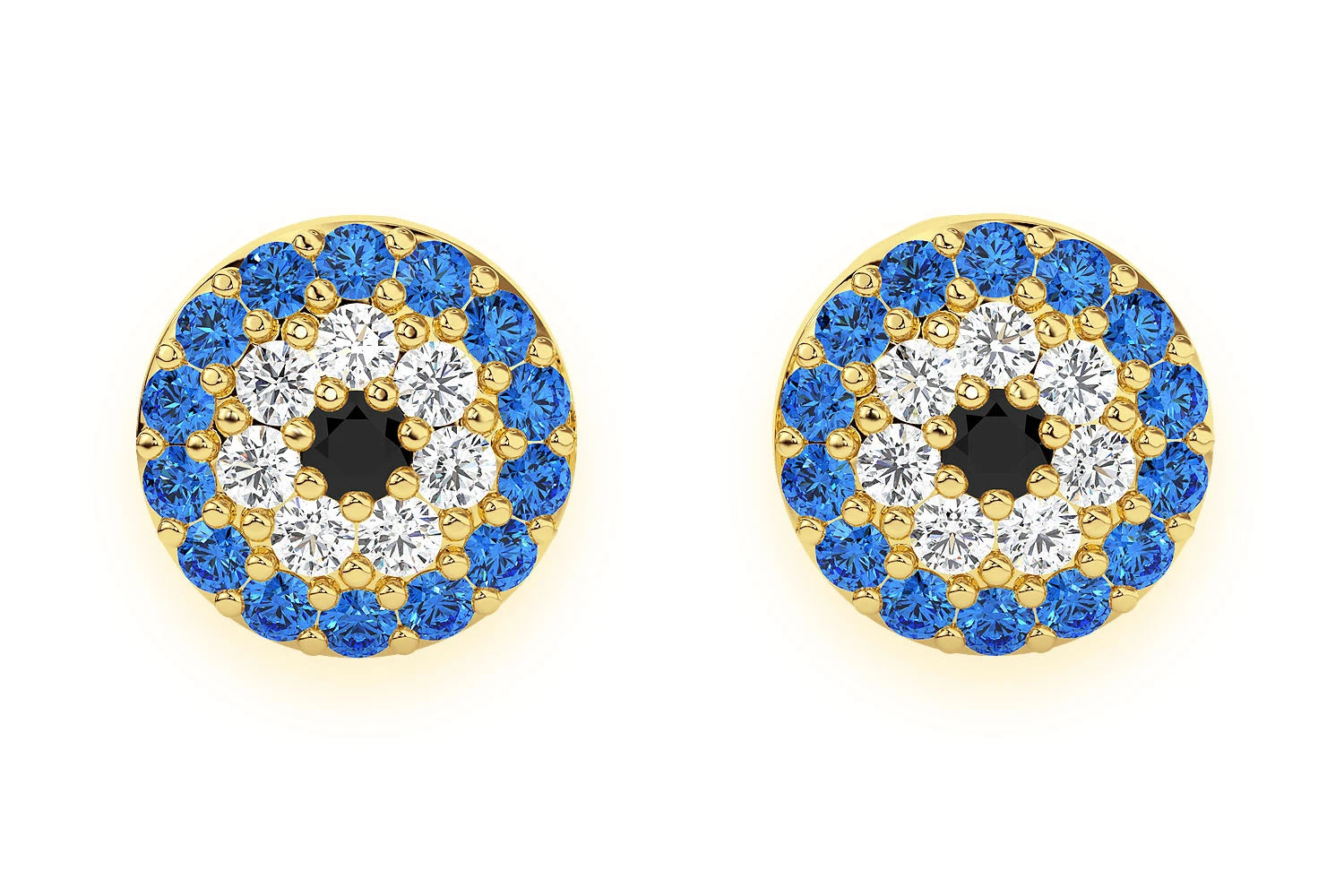 Erkals Jewellers Mini Evil Eye Stud Earrings 18K Gold 0.25ctw