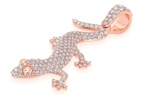 Pendentif diamant lézard 1,00 ct en or massif 14 carats