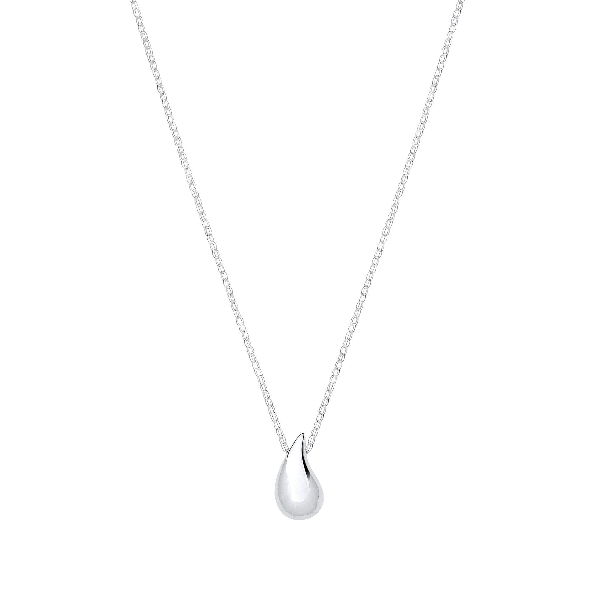 Silver Tear Drop 16 + 2" Necklace